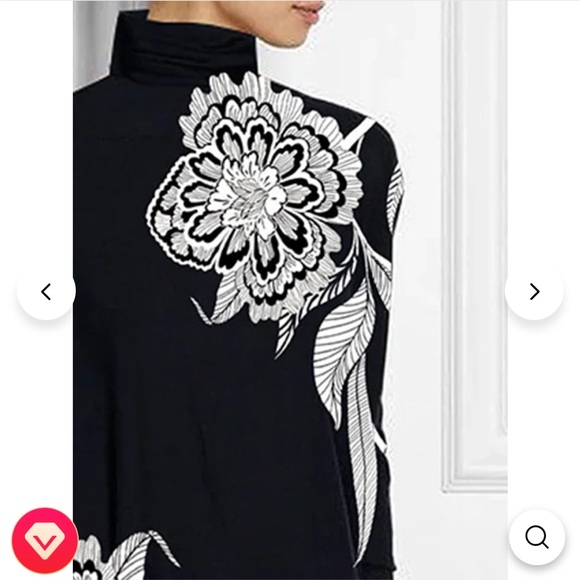 UOOZEE Black and white top Long Slv Sz XL nib nwt - Picture 3 of 4